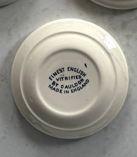 vintage English green stripe butter pat