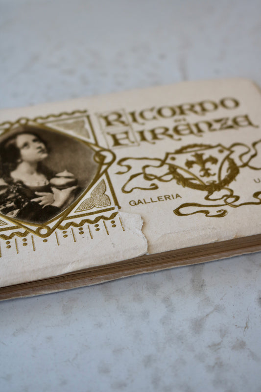 antique Italian postcard book of the Uffizi Gallery in Florence Italy