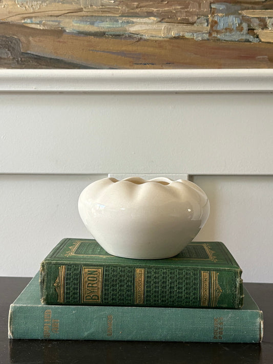 vintage cream white rose bowl vase planter