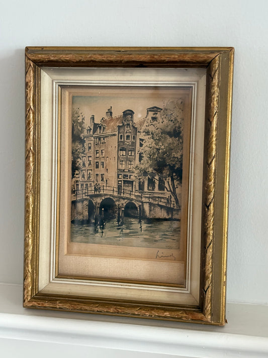 vintage original dutch pencil signed etching