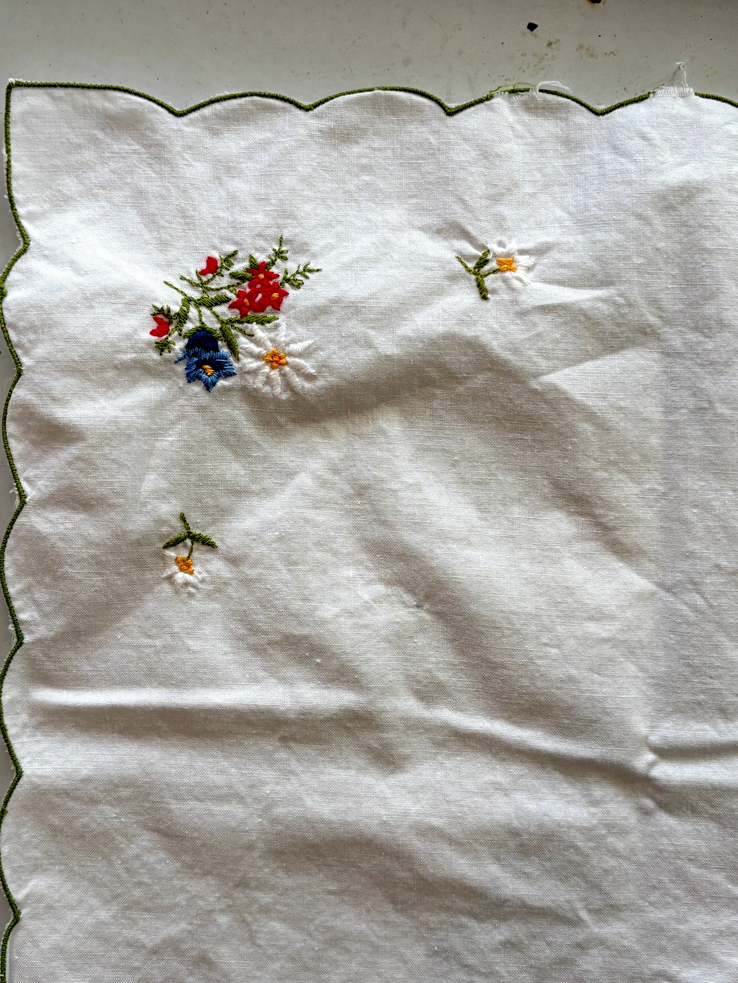 vintage embroidered floral square cotton table cloth
