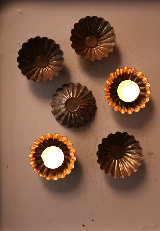 vintage French pastry tins, tea light holders, set of 6