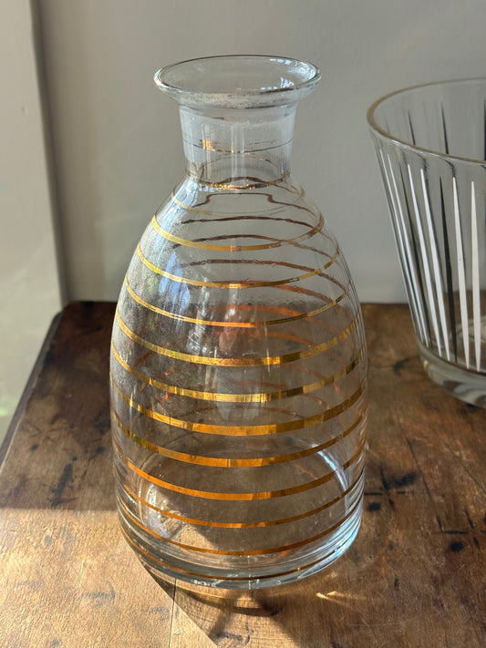 vintage art deco gold stripe decanter carafe