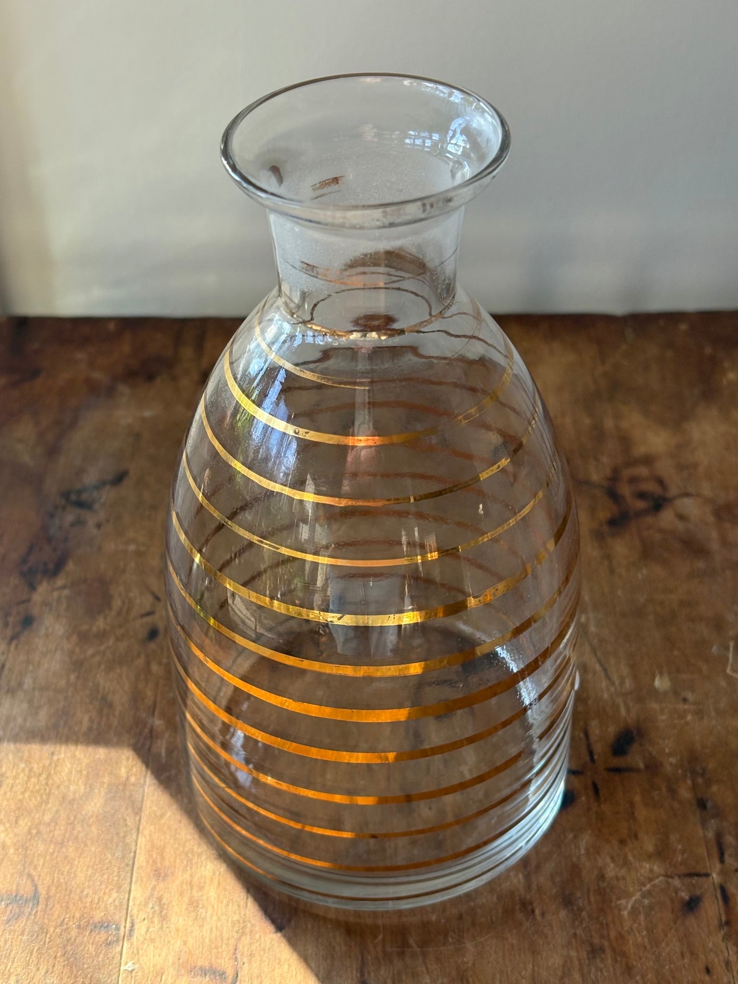 vintage art deco gold stripe decanter carafe
