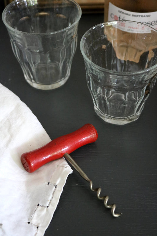 vintage French corkscrew wine opener - wood handled