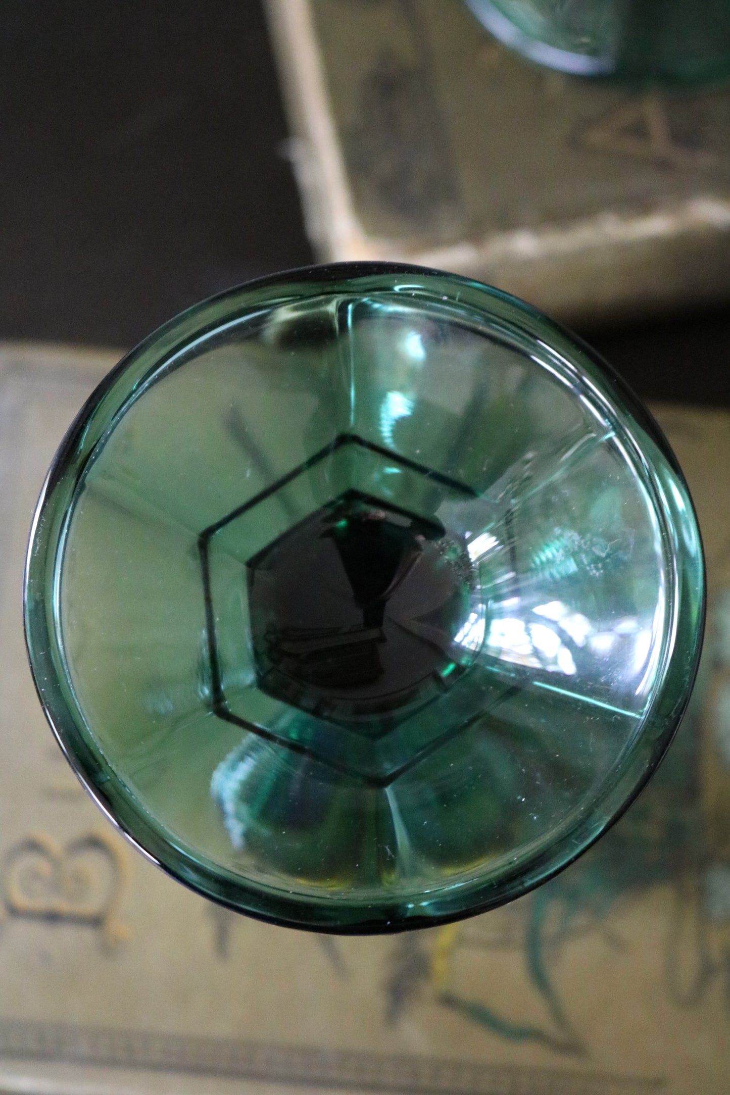 vintage green glass candle holders