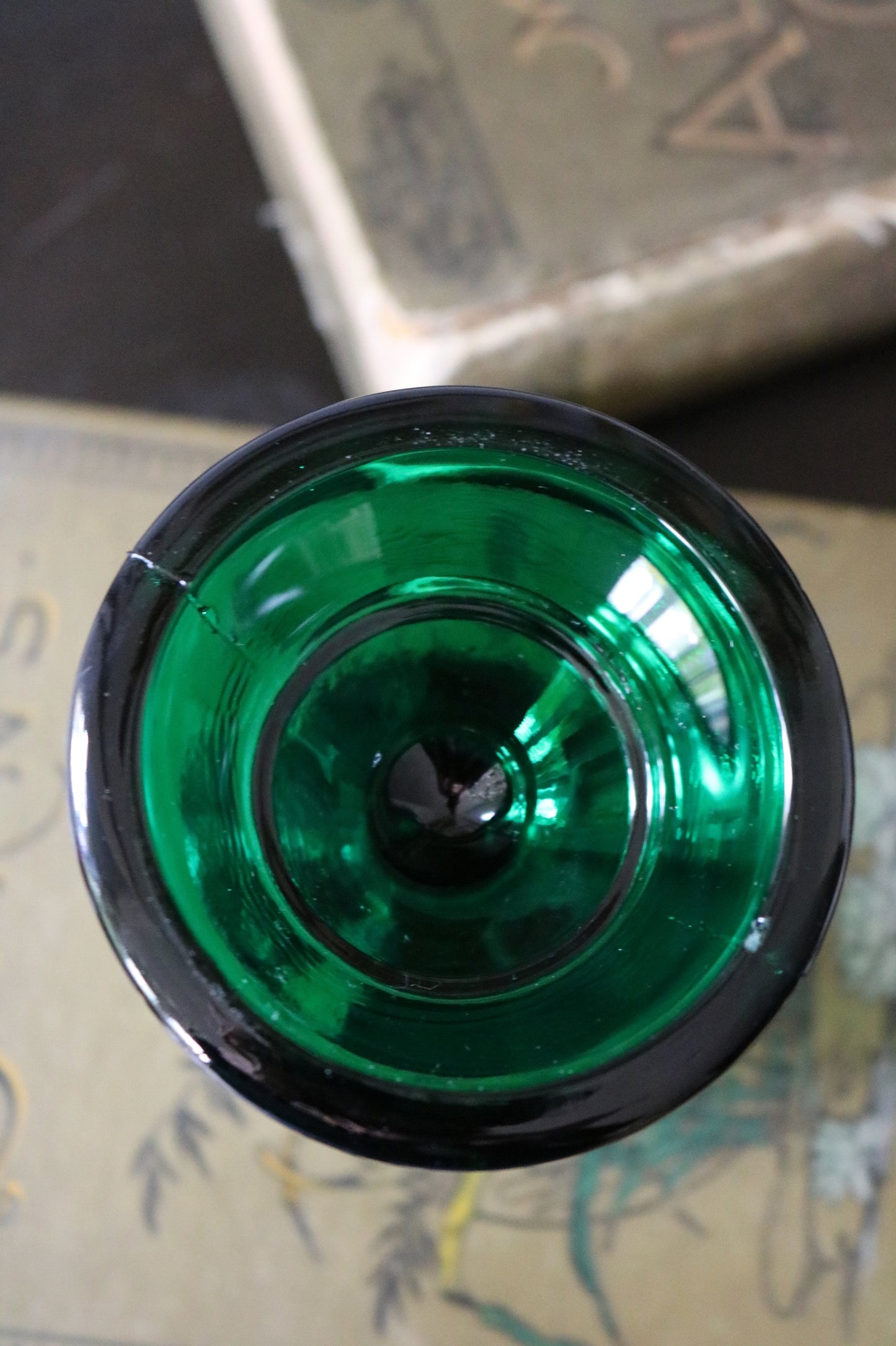 vintage green glass candle holders