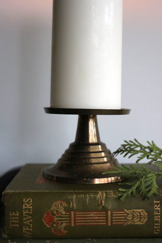 vintage brass pillar candle holder