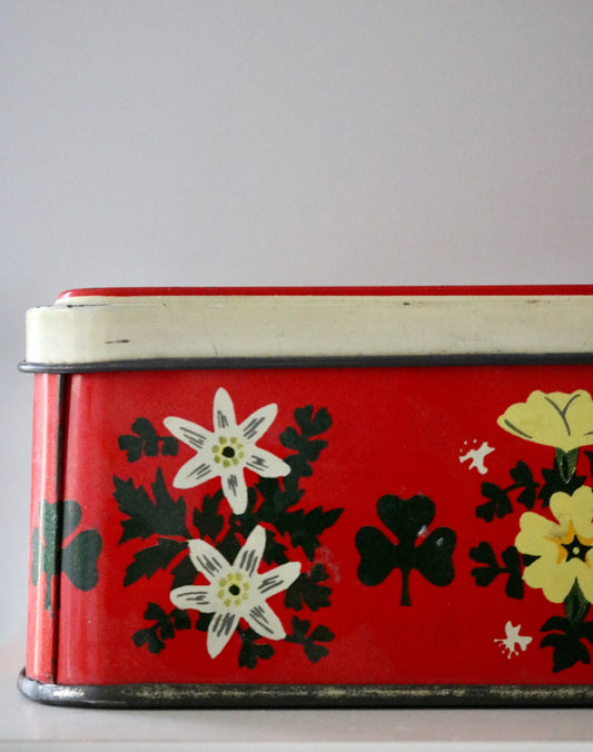 vintage floral cookie tin, Ireland
