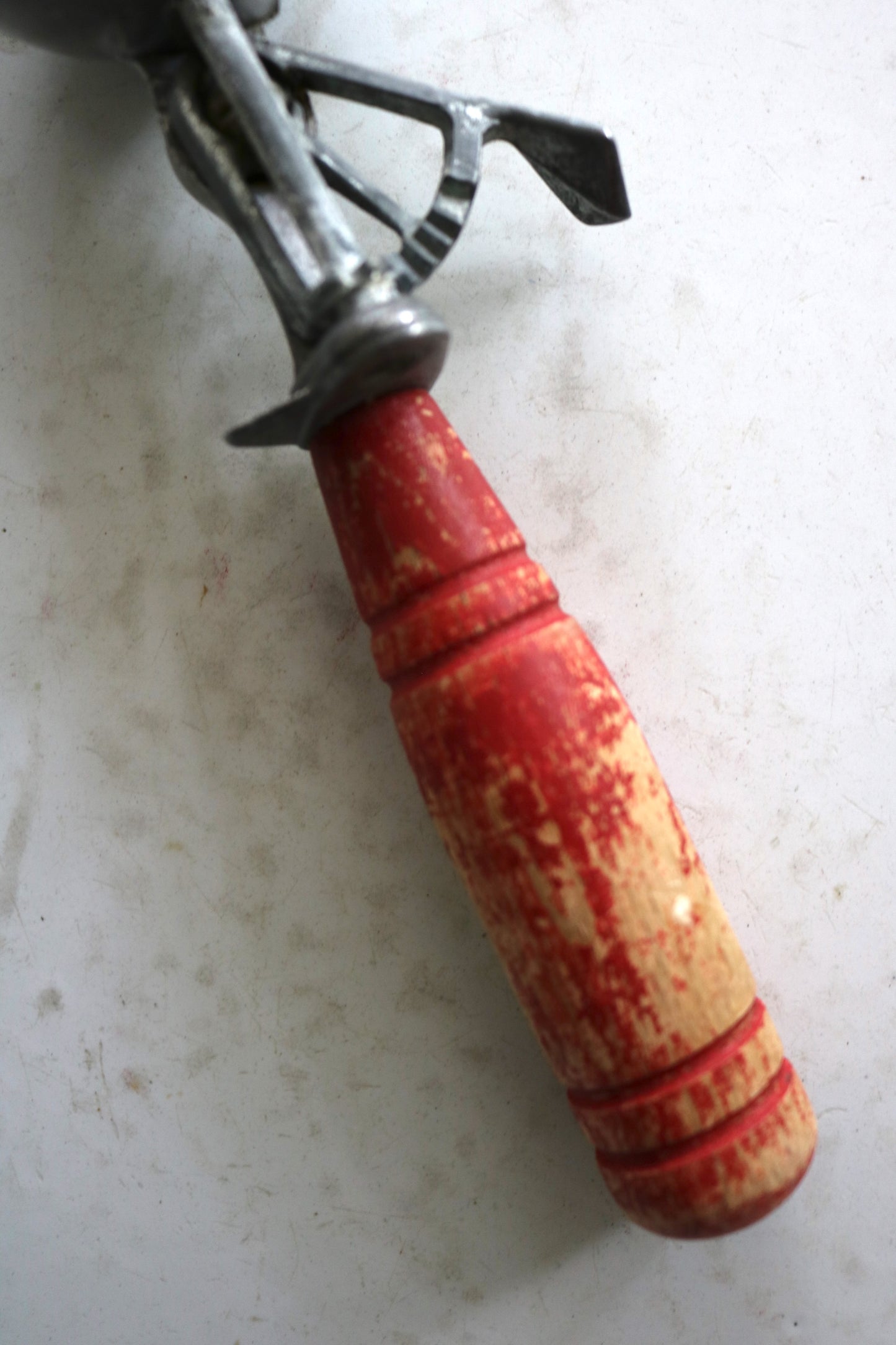 vintage ice cream scoop with wood handle
