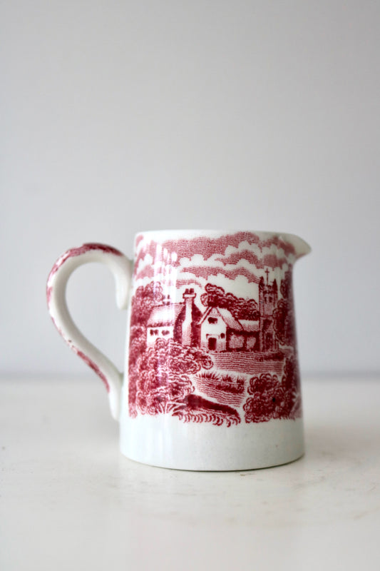 vintage English red transferware creamer jug 'Wood & Sons'