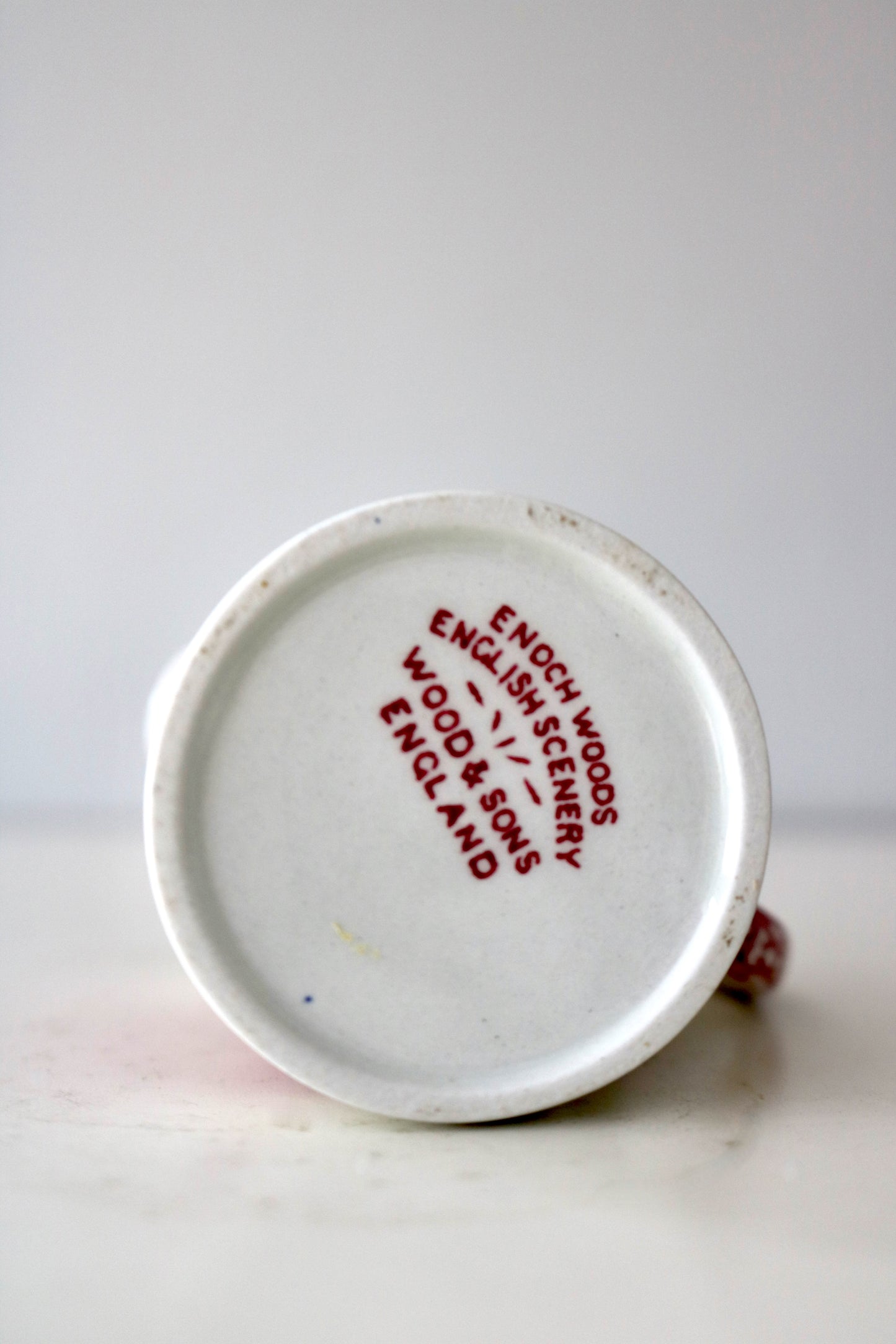 vintage English red transferware creamer jug 'Wood & Sons'