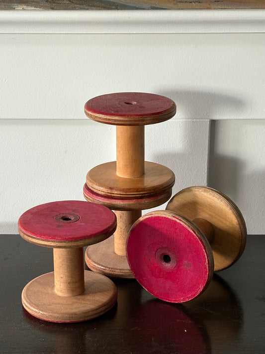 vintage wooden industrial bobbins / spools