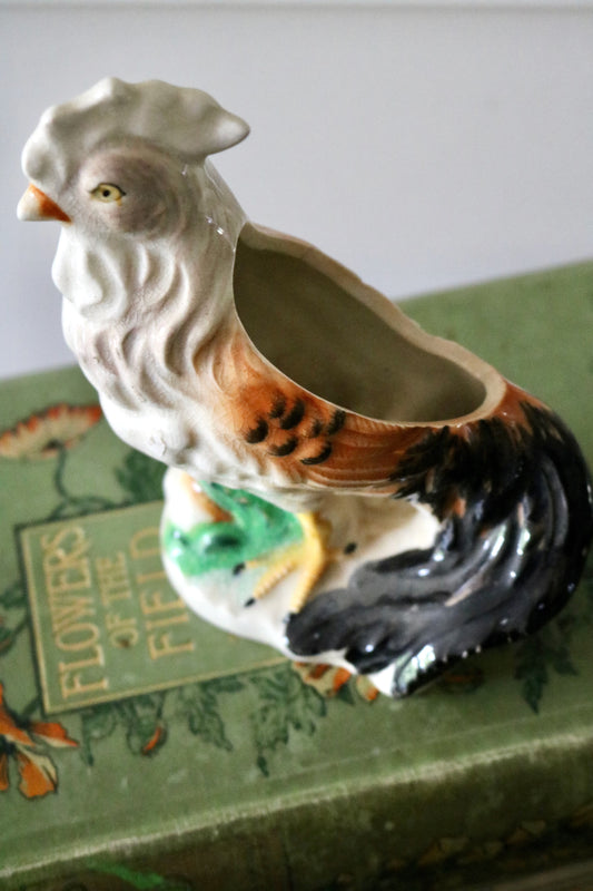 vintage English rooster planter figurine