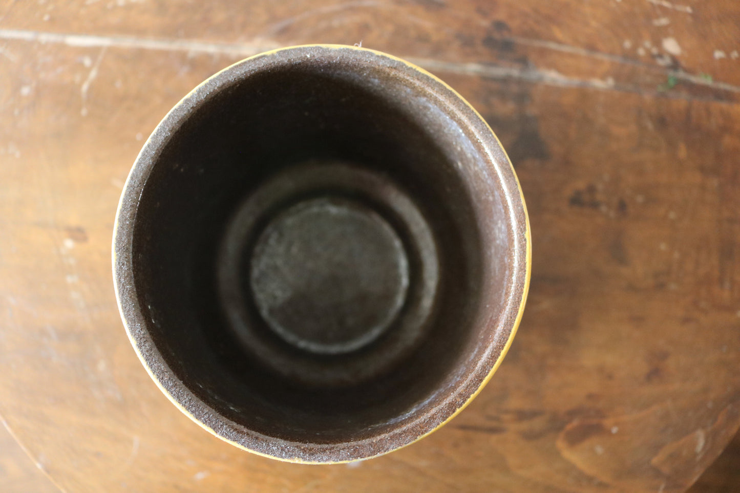 vintage mid century yellow West German pottery planter