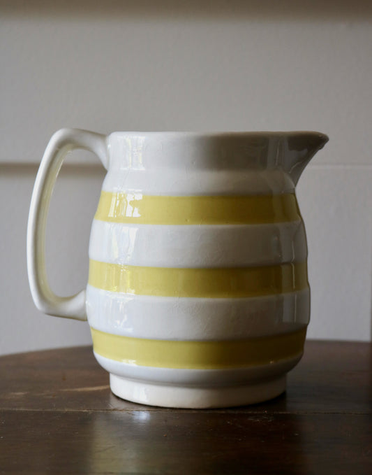 yellow striped Irish pottery Carrigalene pitcher or vase