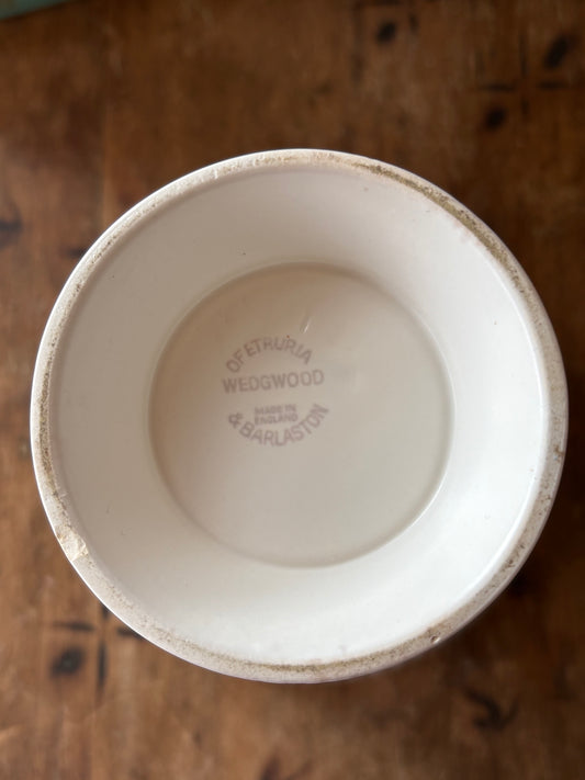 Vintage Wedgwood Etruria Moonstone Cream Ribbed Footed Vase – 4.5"