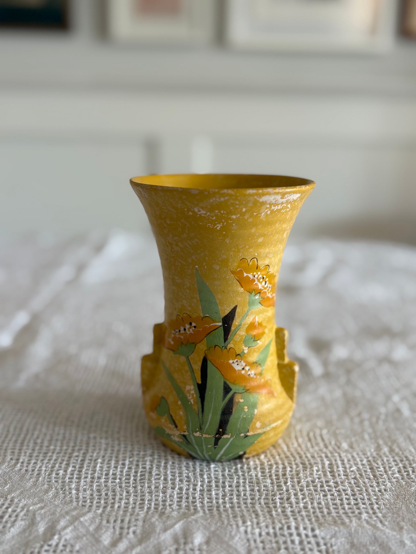 vintage English art deco Brentleigh Ware yellow vase