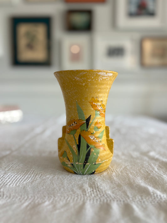 vintage English art deco Brentleigh Ware yellow vase