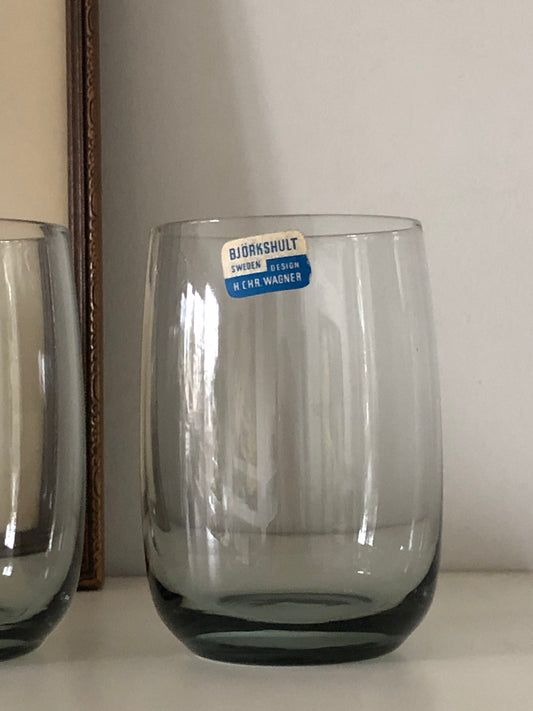 vintage Swedish Hans Christian Wagner for Bjorkshult smoky tumbler glasses