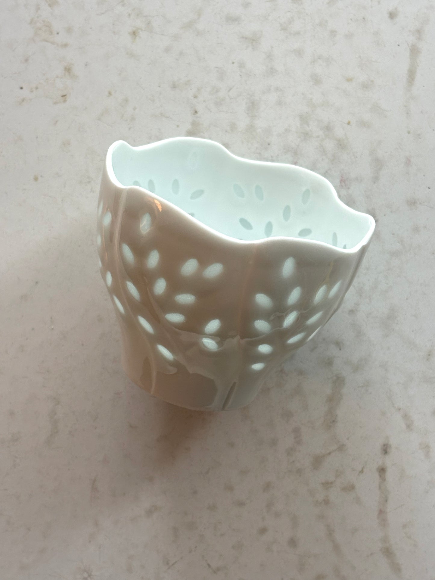 vintage Dansk 'willow light' porcelain candle holder designed by Gunnar Cyrén