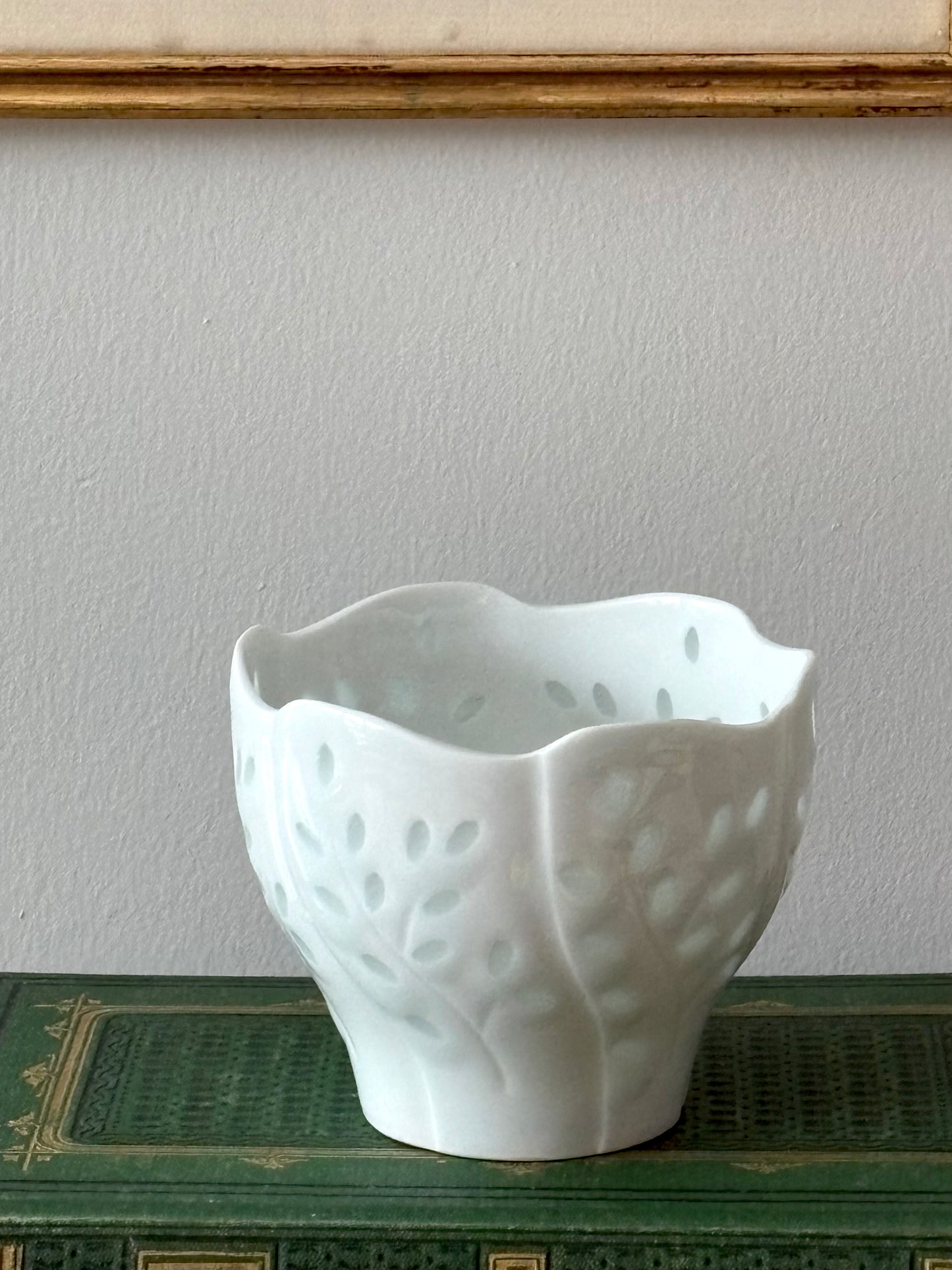 vintage Dansk 'willow light' porcelain candle holder designed by Gunnar Cyrén