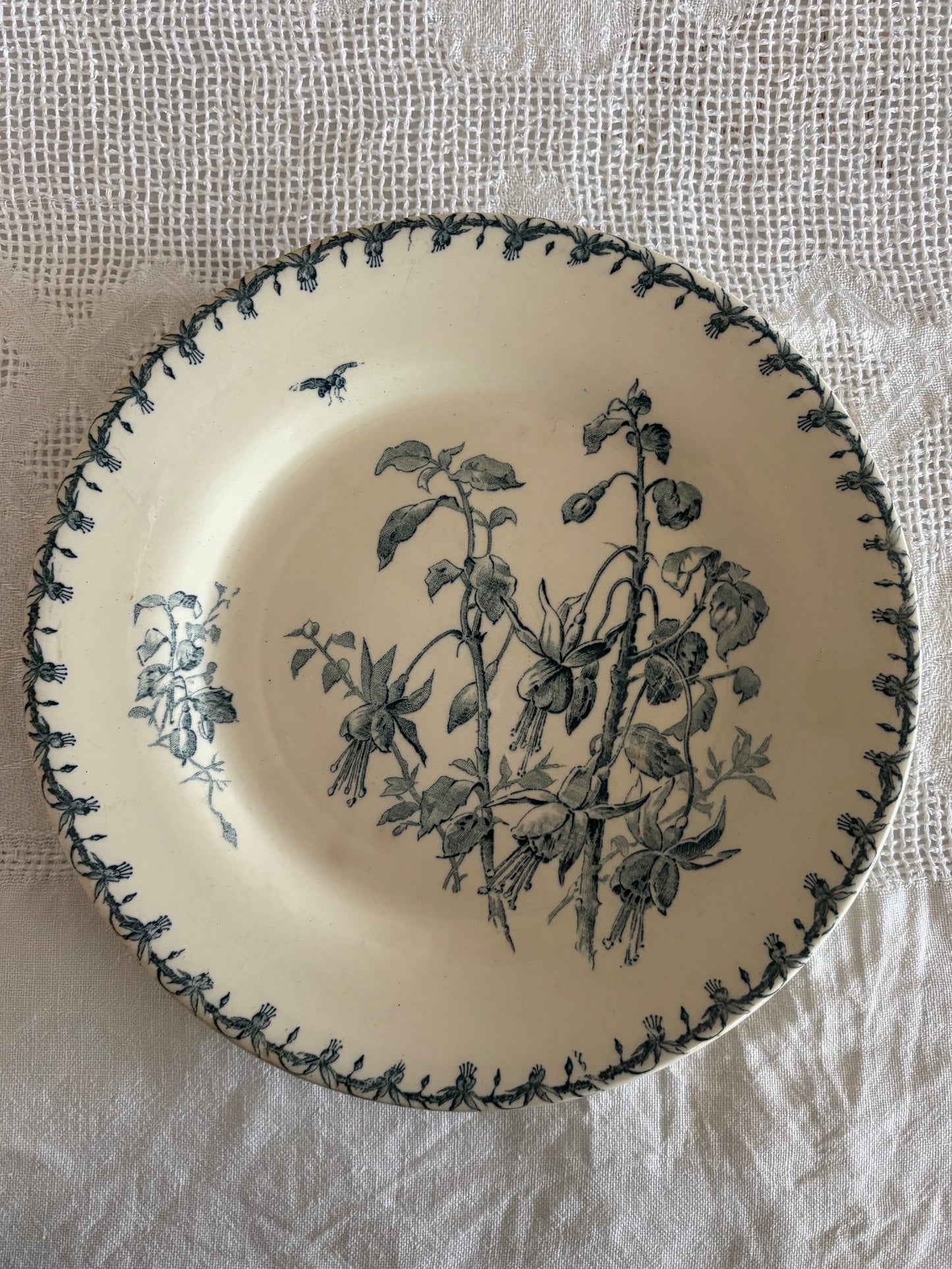 antique French Gien blue transferware plate