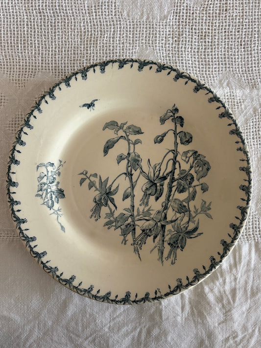 antique French Gien blue transferware plate