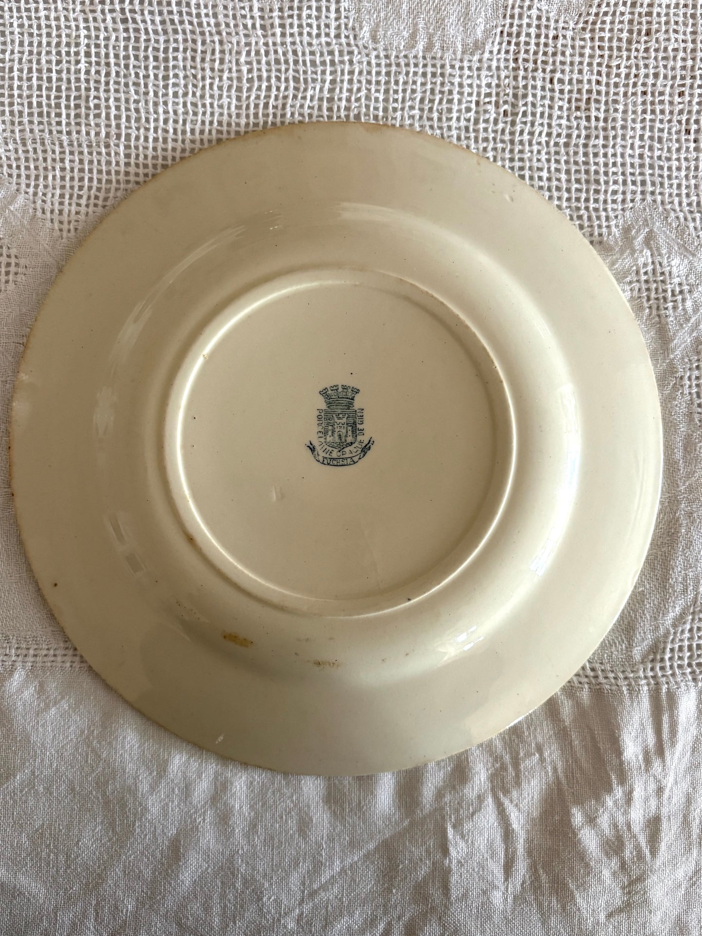antique French Gien blue transferware plate