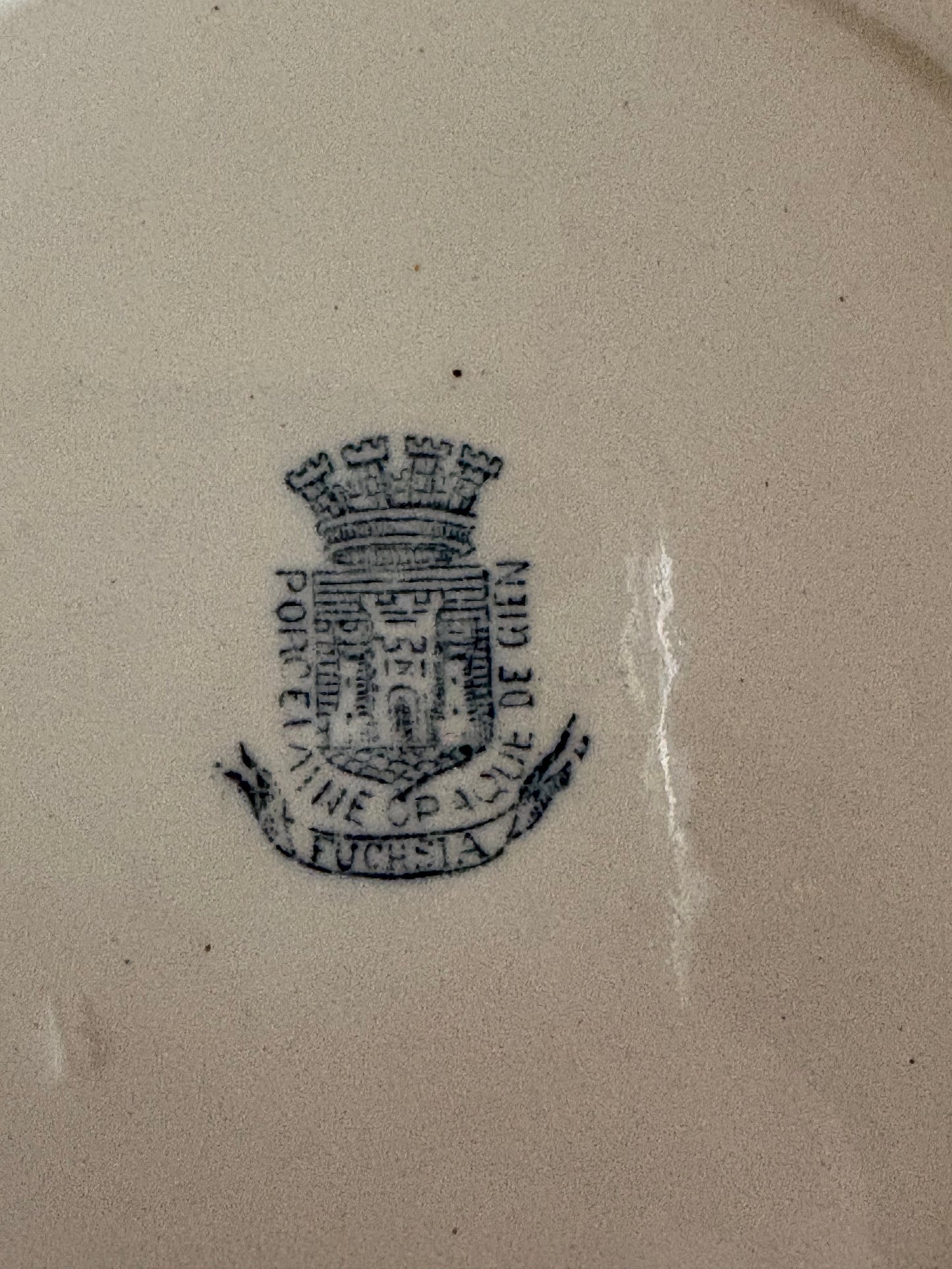 antique French Gien blue transferware plate