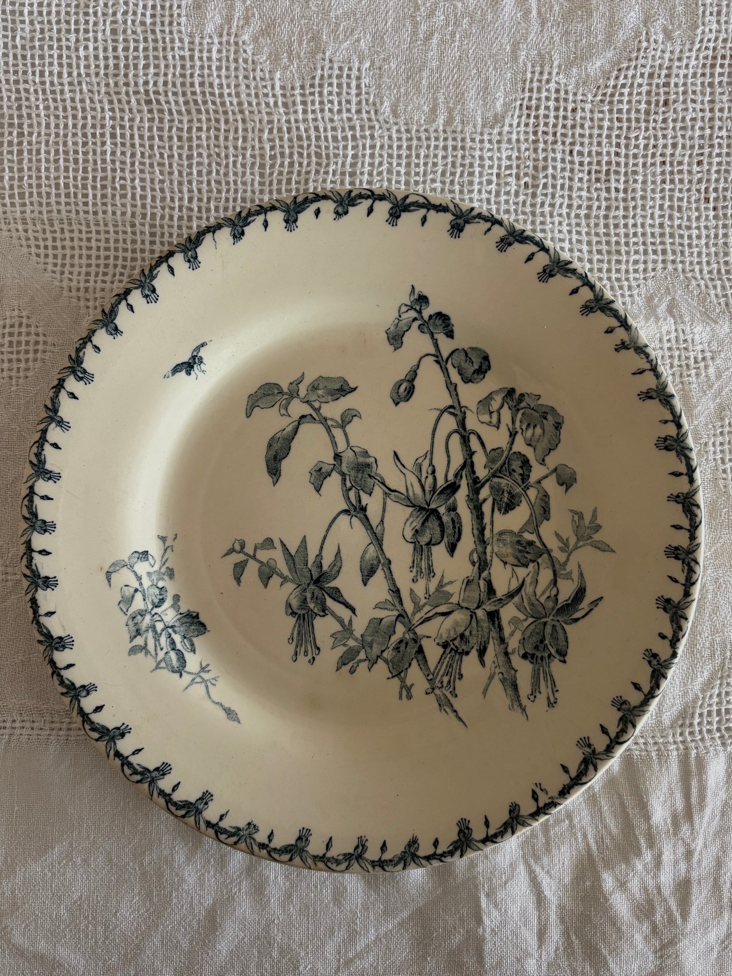 antique French Gien blue transferware plate