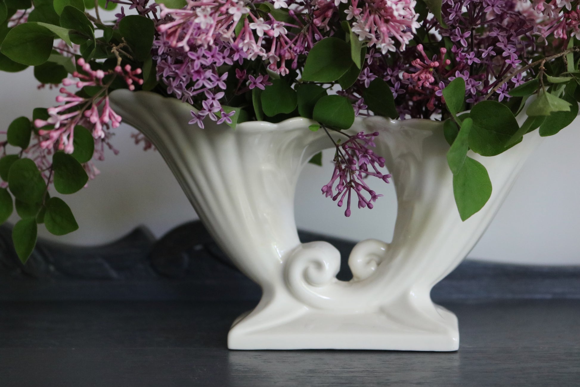 vintage white vase with double vases in an art nouveau style