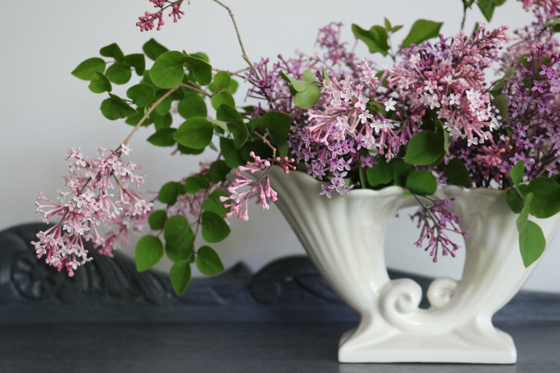 vintage white vase with double vases in an art nouveau style