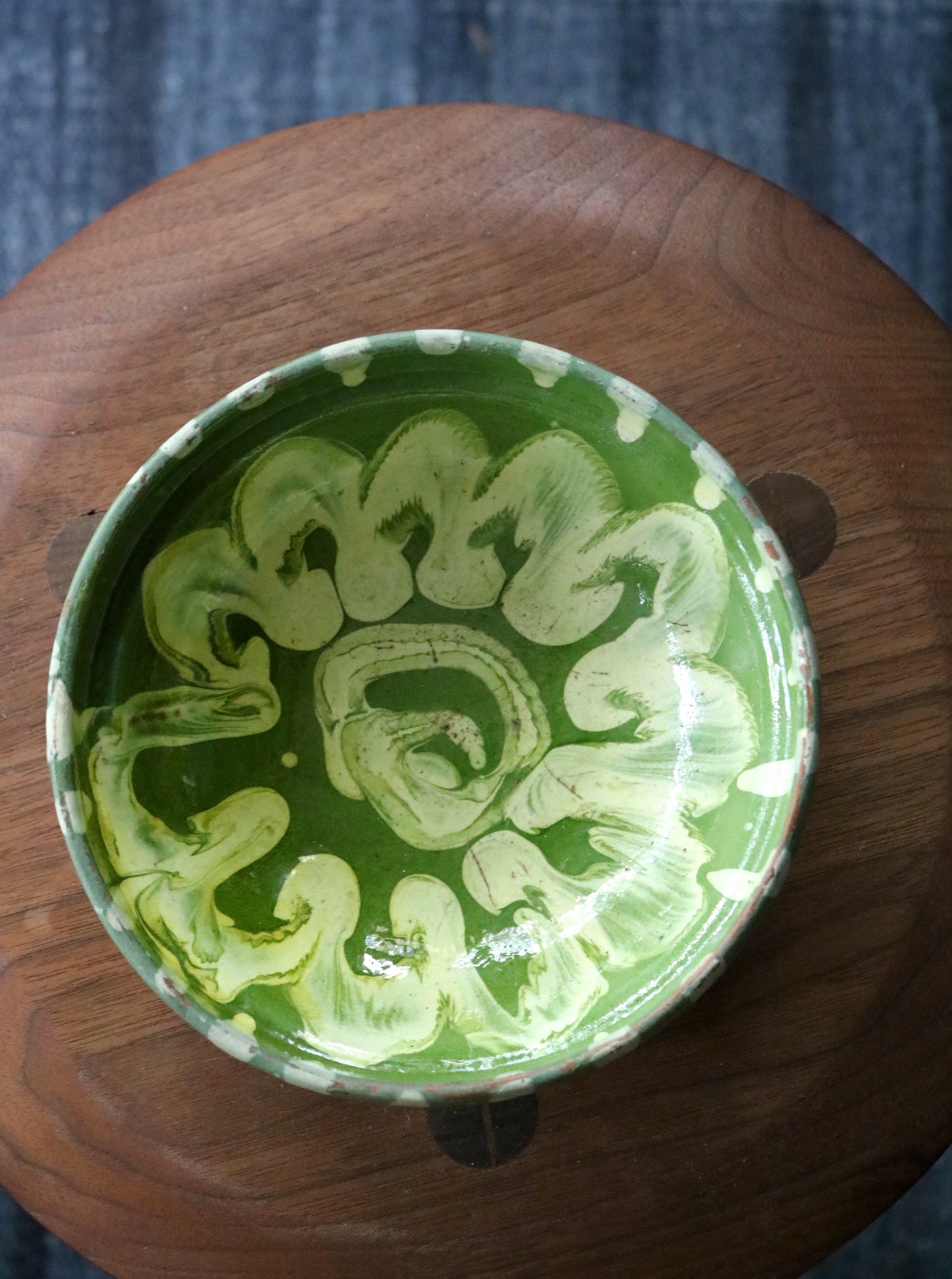 rustic European terracotta glazed bowl