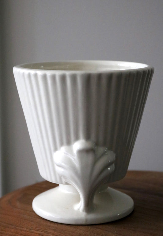 vintage white Haeger Pottery pedestal vase planter