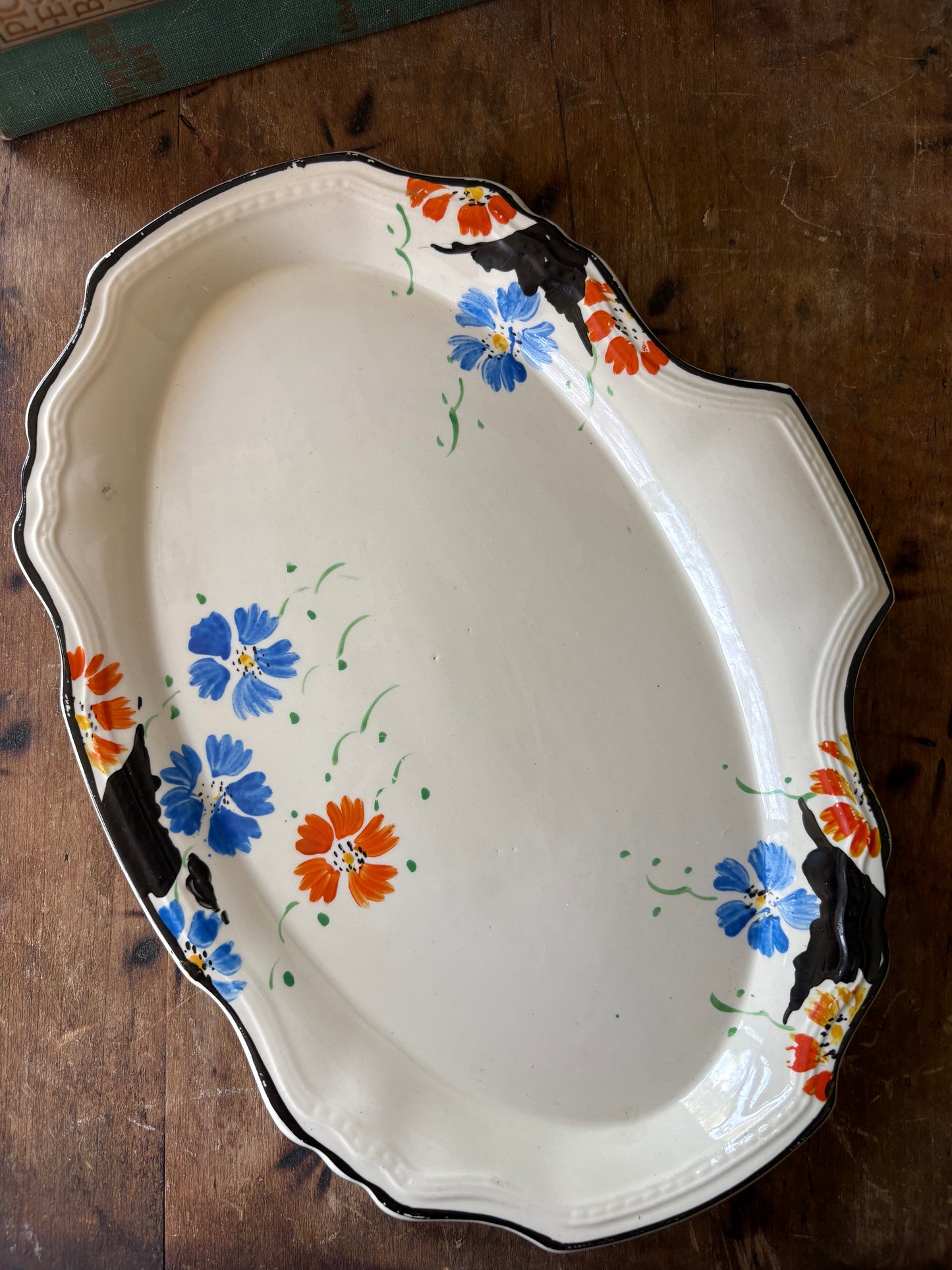 Antique English hand-painted 5-piece serving set 'Alfred Meakin'