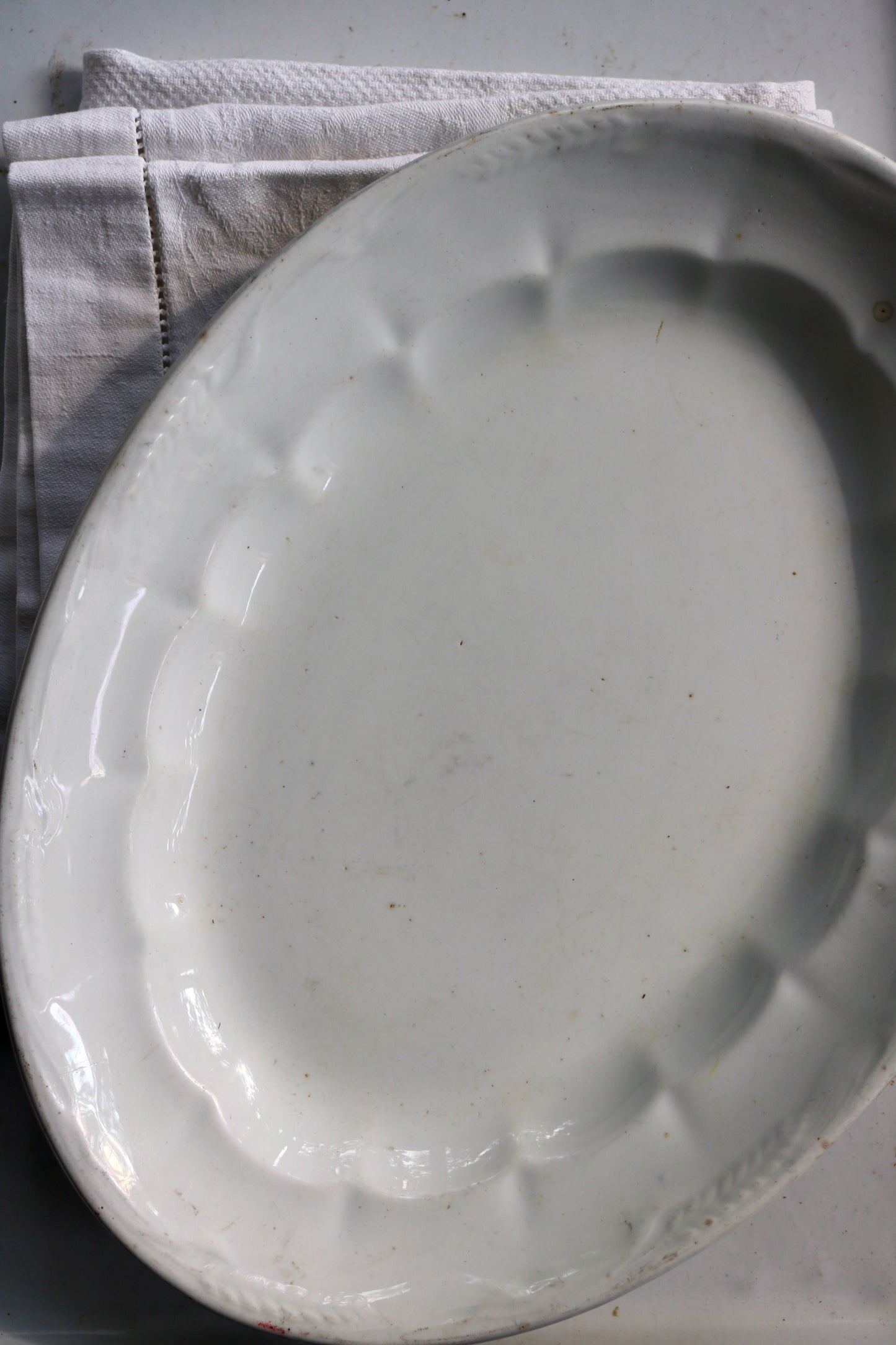 antique English white ironstone platter - local pickup or delivery only