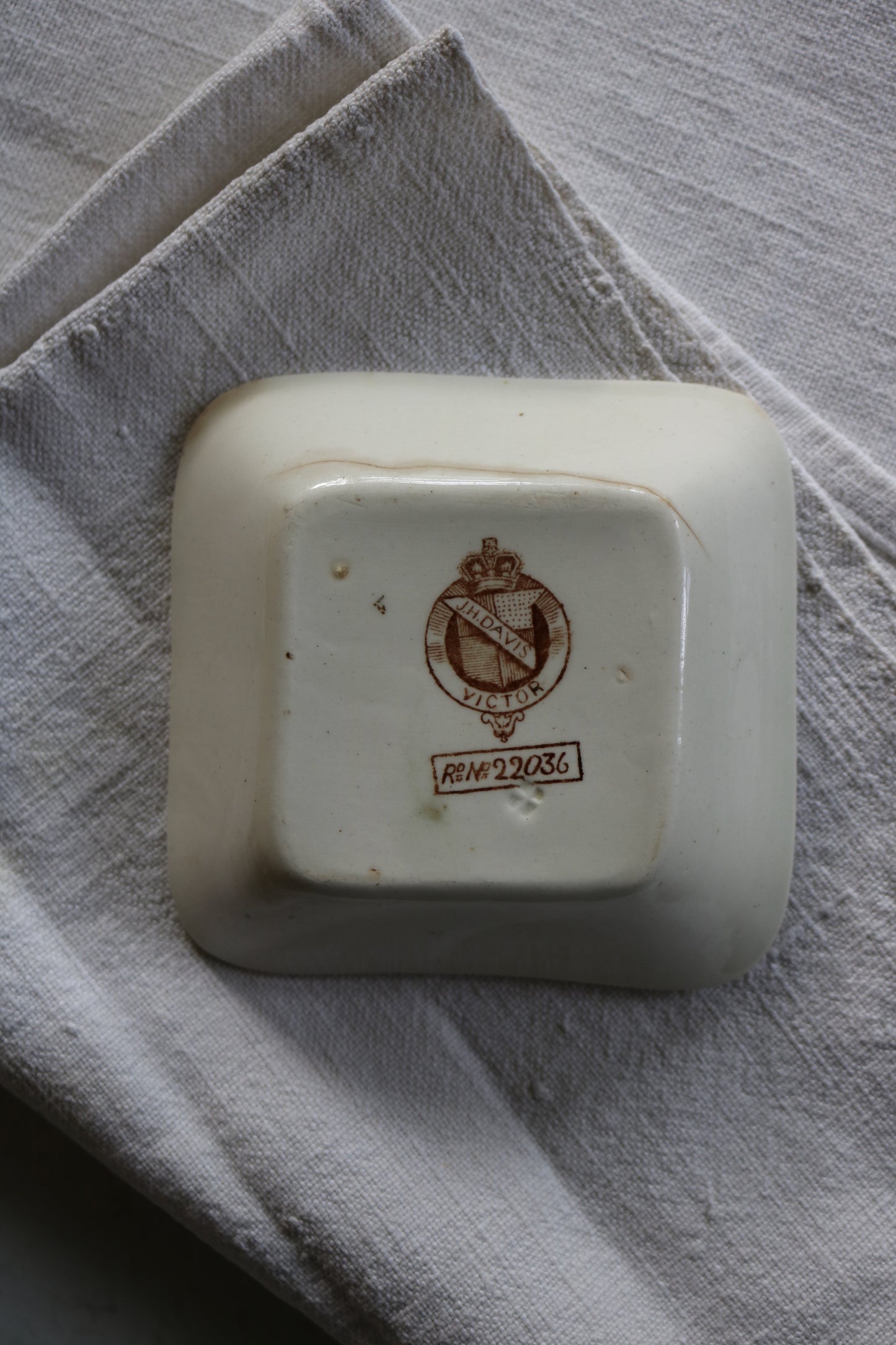 antique brown transferware soap, trinket, ring, pinch dish