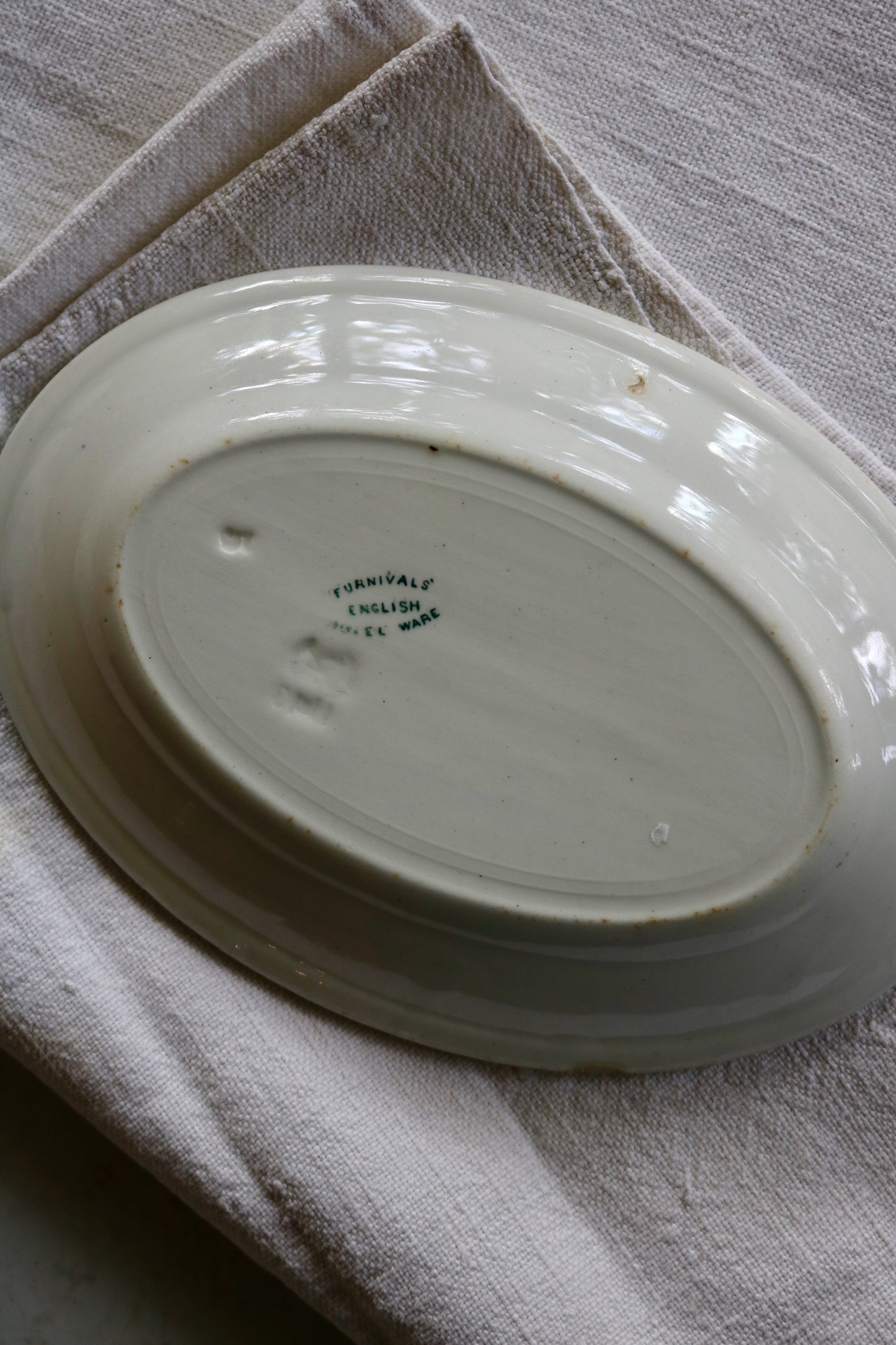 vintage English hotel ware oval ironstone dish