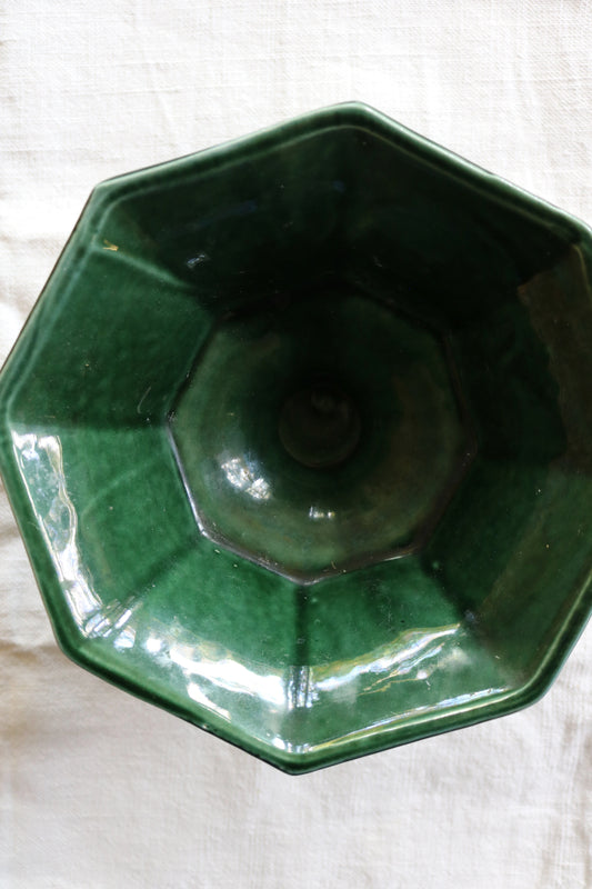 vintage green Hull Pottery pedestal dish planter