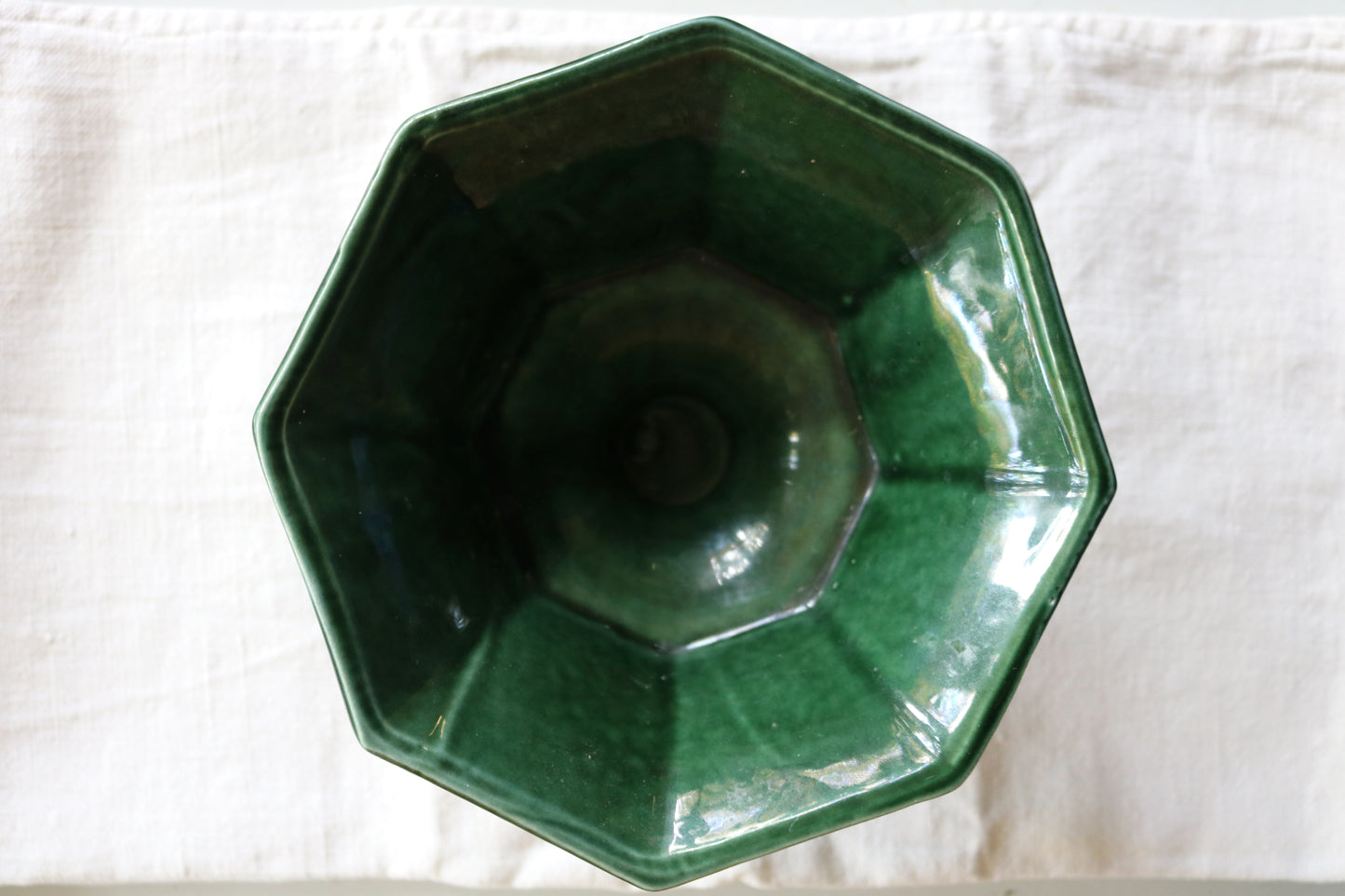 vintage green Hull Pottery pedestal dish planter