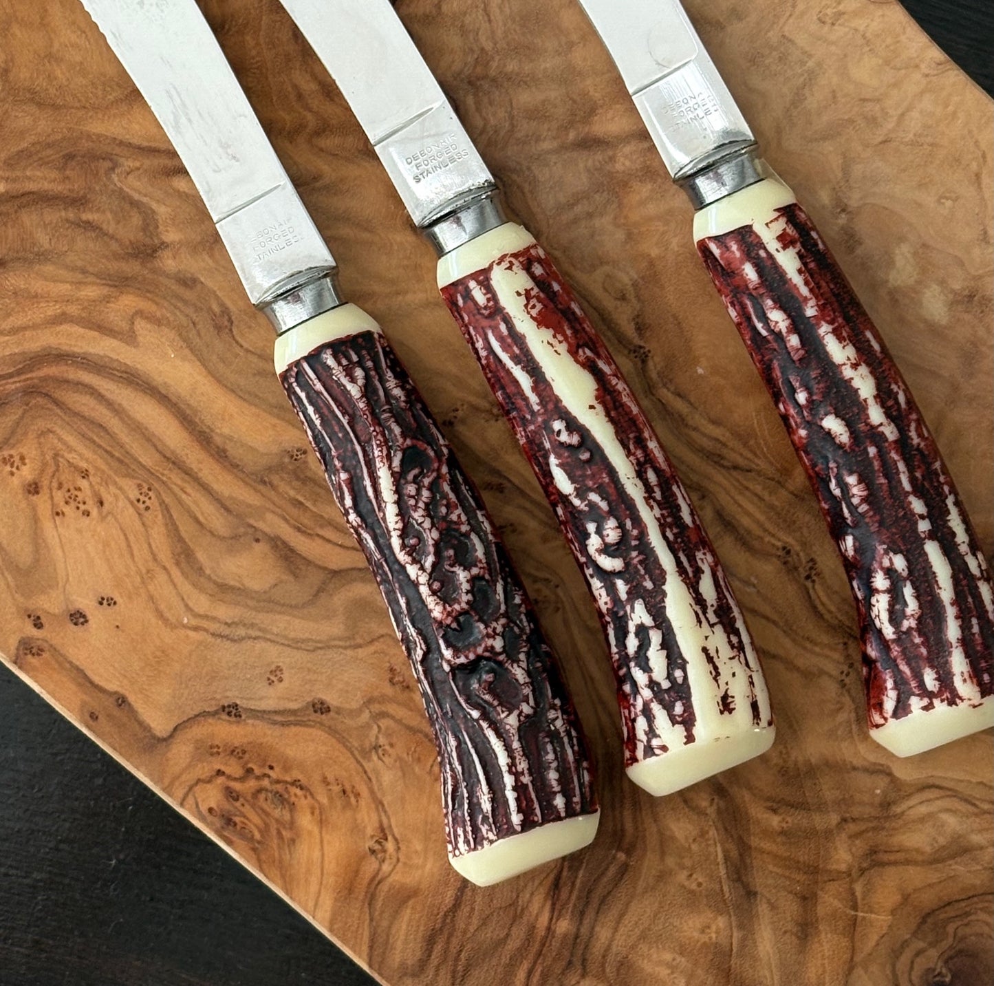 vintage faux antler knives, set of 3