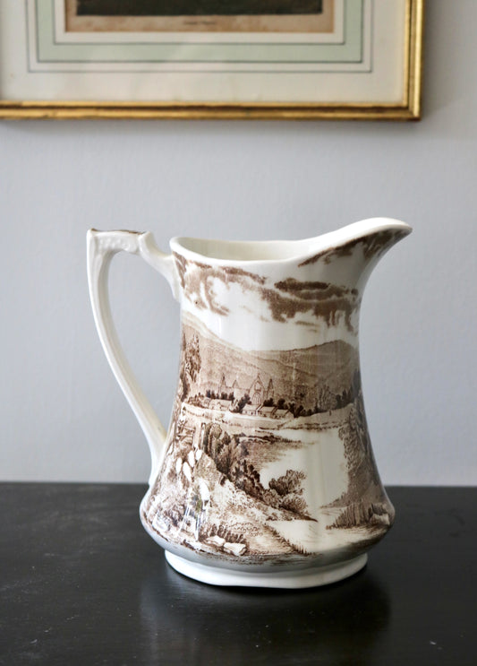 vintage English Alfred Meakin "Tintern" brown transferware pitcher