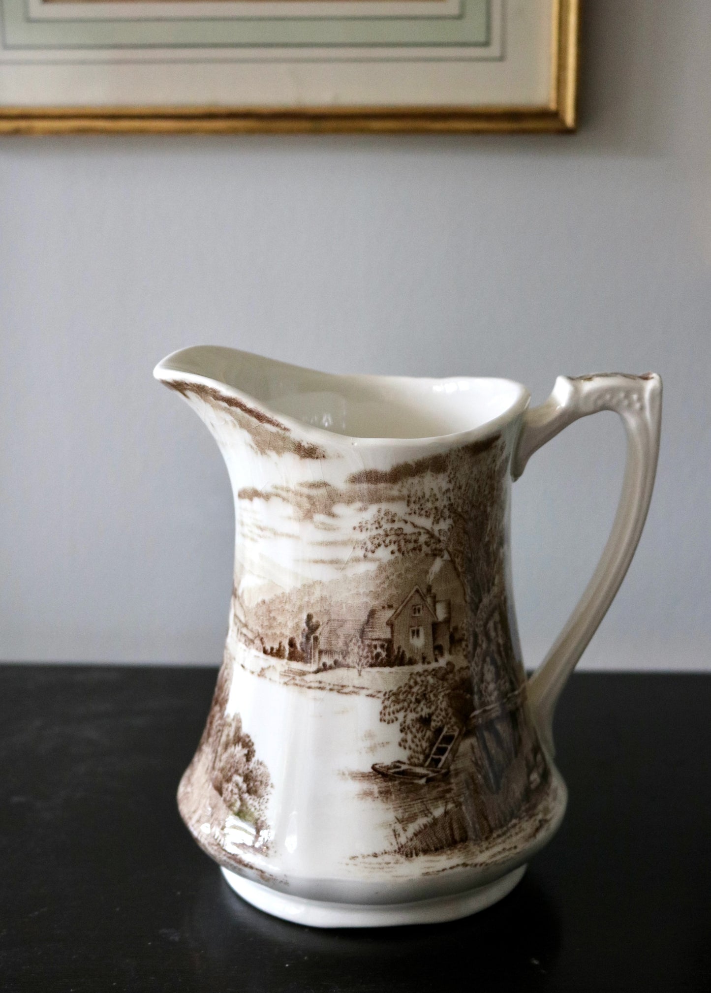 vintage English Alfred Meakin "Tintern" brown transferware pitcher