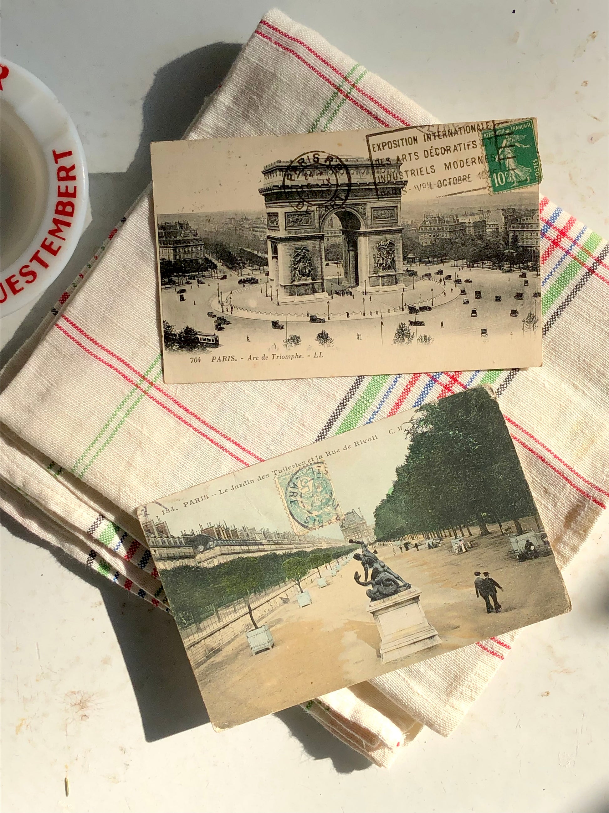 antique French postcards of Paris, set of 2