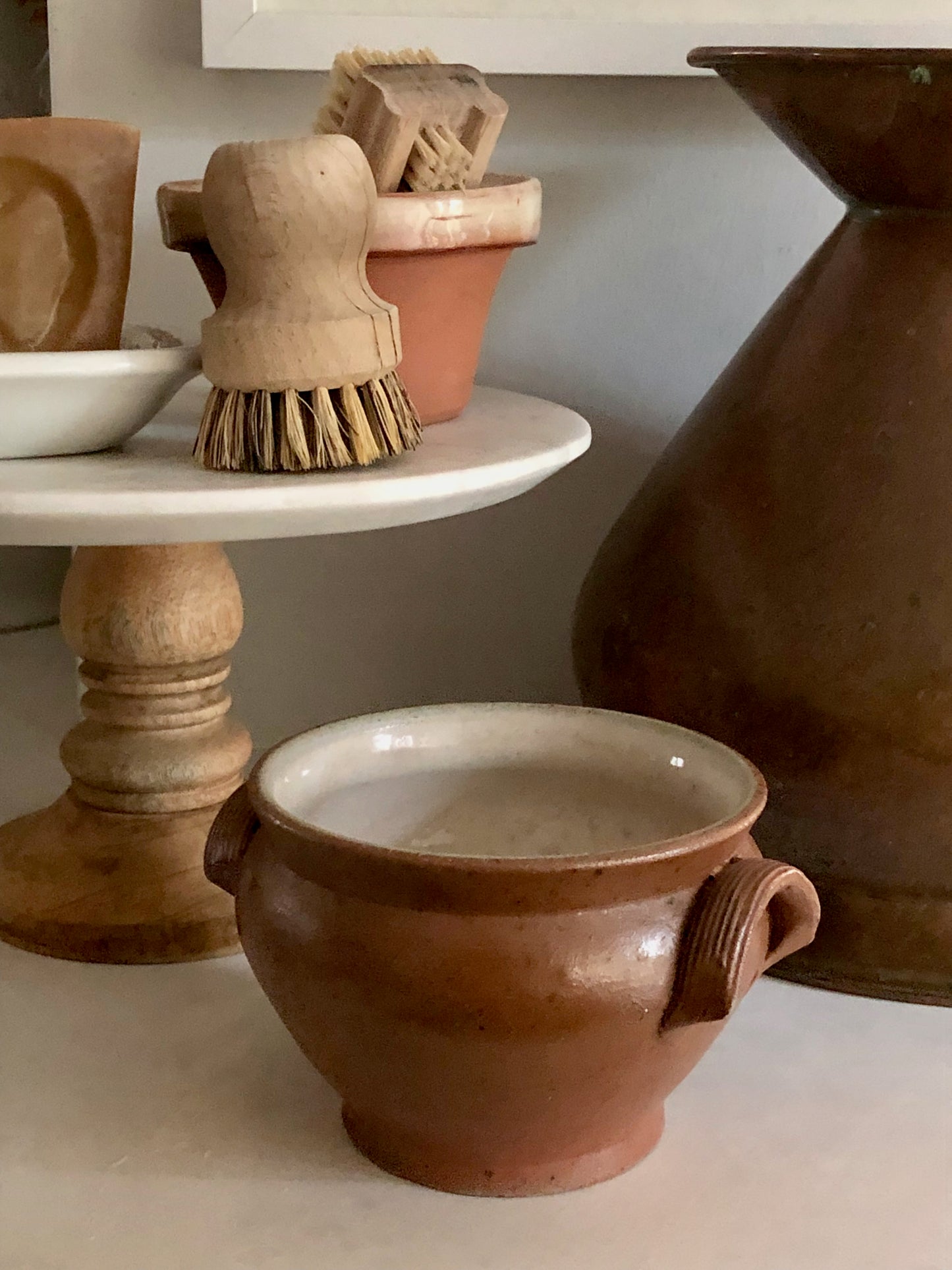 vintage French glazed stoneware confit pot