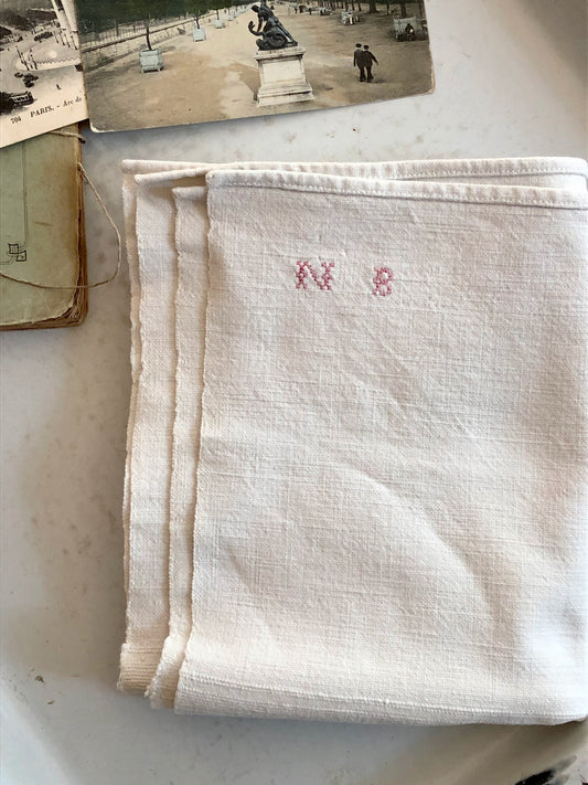 French monogrammed tea or hand towel torchon