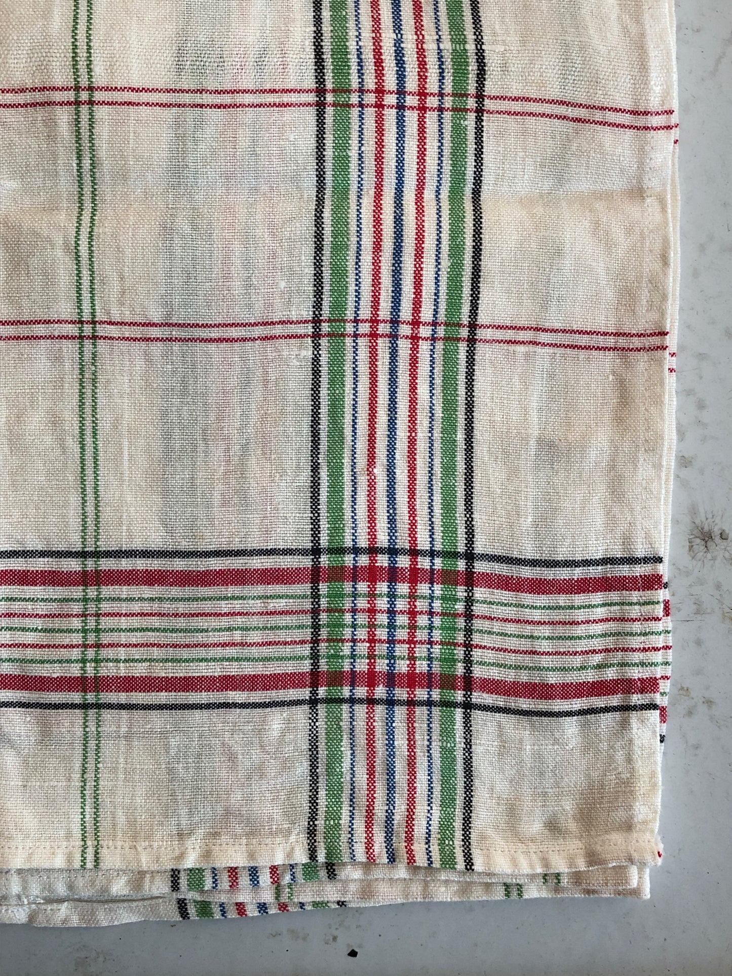 French striped linen torchon tea towel