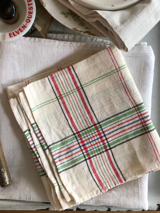 French striped linen torchon tea towel