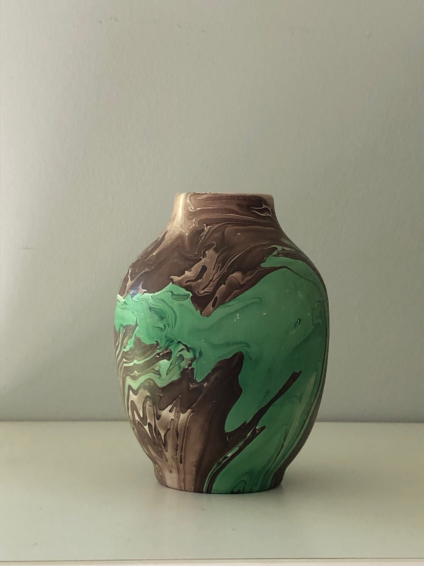 Nemadji style marbled art pottery vase